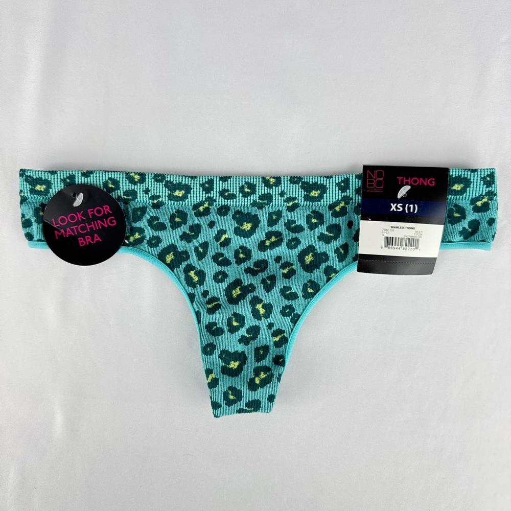 NWT No Boundaries Blue Leopard Print Seamless Thong